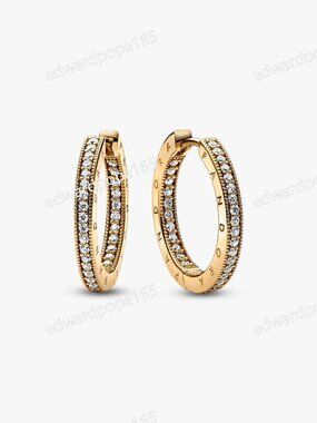 Pandora Signature Logo & Pavé Hoop Earrings